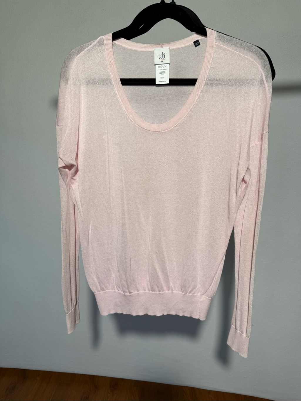 Cabi Light Pink Sheer Knit Top
